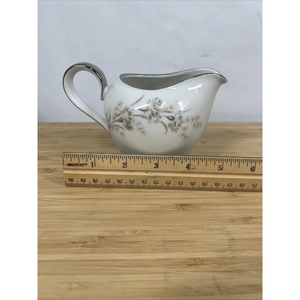 H&C Selb Heinrich Bavaria Creamer Gray Floral Platinum Trim Germany‎